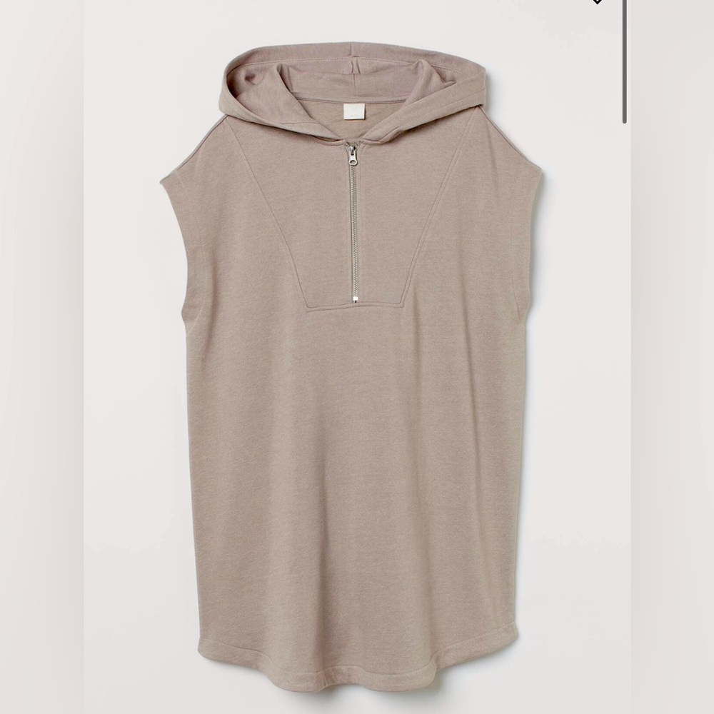 H&M Sleeveless Woman Taupe Hoodie Long Vest